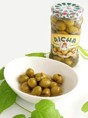 グリーンオリーブ(種抜き) AICHA Green Olive 350g