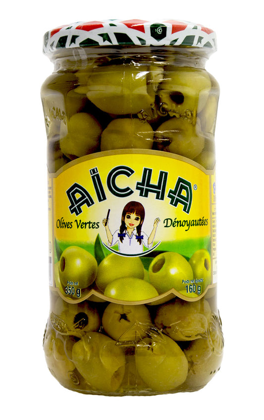 AICHA green olives (seeded) 350gGreen Olive